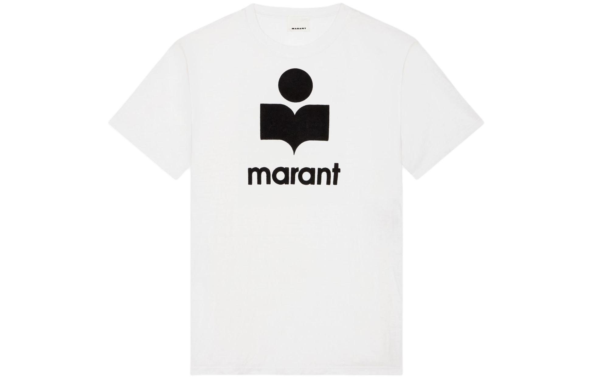 ISABEL MARANT White Crewneck Letter Print T-Shirt TS0045HA-B1N22H-20WH