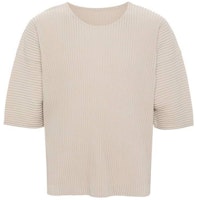 ISSEY MIYAKE Beige Solid Color Slim Fit Crew Neck T-Shirt. HP46JK113-43 ISSEY MIYAKE Beige Solid Color Slim Fit Crew Neck T-Shirt. HP46JK113-43