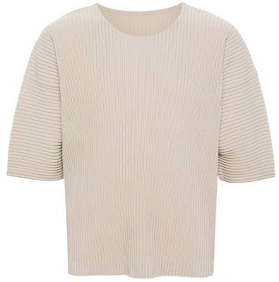 ISSEY MIYAKE 米色純色修身款圓領T恤。 HP46JK113-43 Order ISSEY MIYAKE 米色純色修身款圓領T恤。 HP46JK113-43