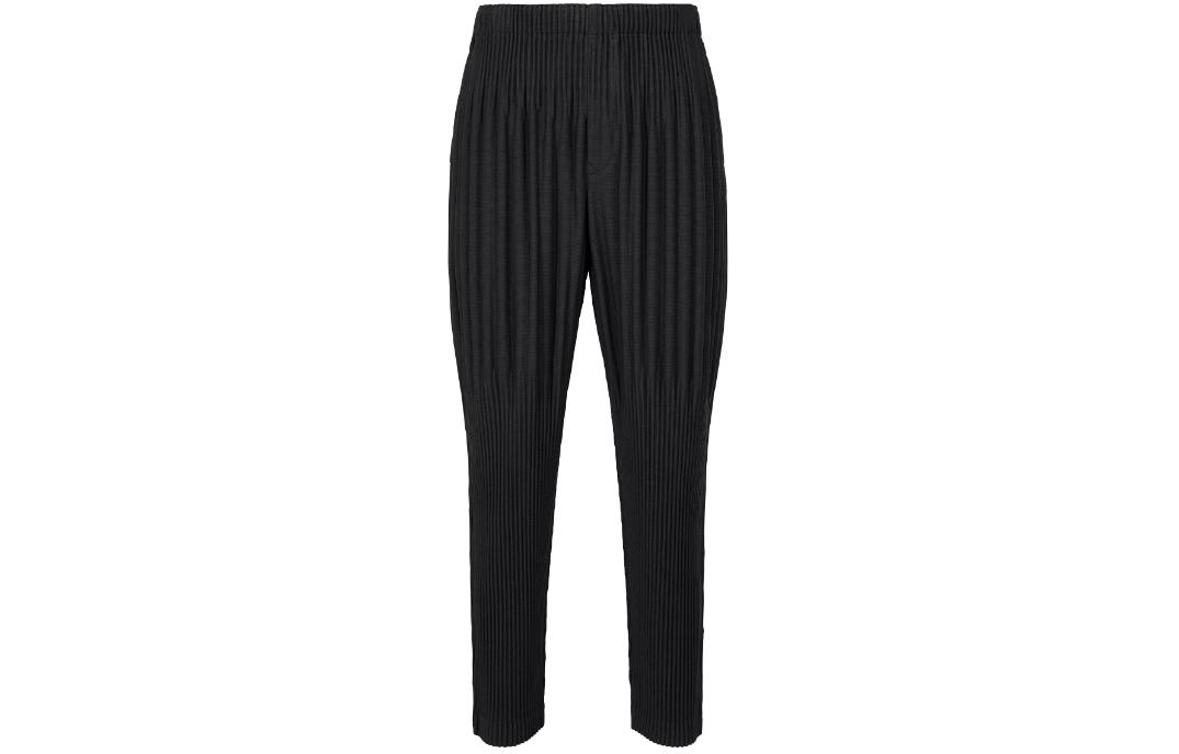 ISSEY MIYAKE  Black Loose Fit Pleated Straight-Leg Casual Pants. HP41JF119-15