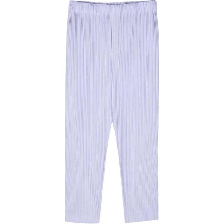 ISSEY MIYAKE  Light Blue Straight-Leg Casual Pants with Elastic Mid-Waist HP46JF10980