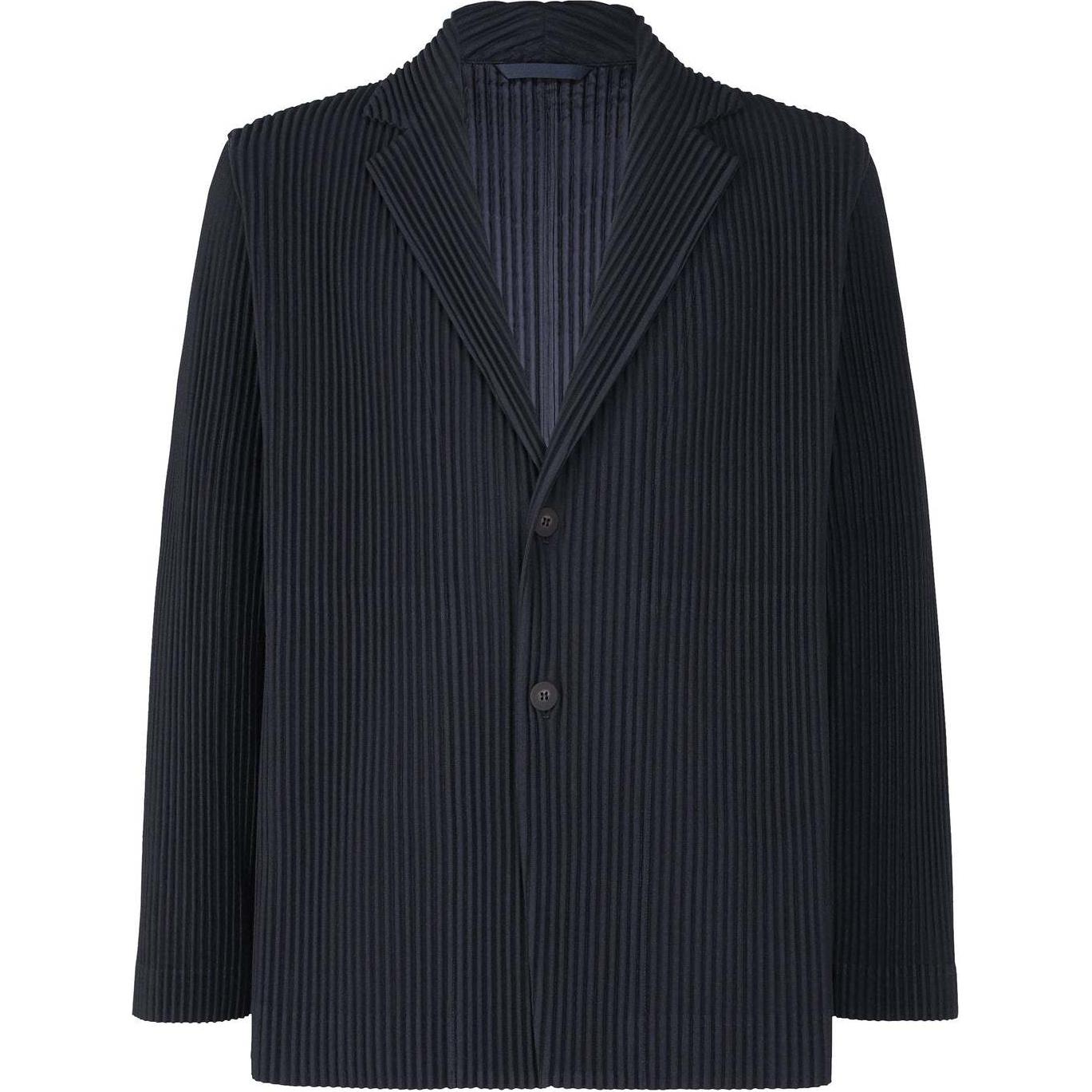 ISSEY MIYAKE  Single-Breasted Navy Blue Long Sleeve Jacket. HP55JD401-75