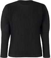 ISSEY MIYAKE Slim Fit Plain Round Neck Long Sleeve T-Shirt Black HP55JK421-15 ISSEY MIYAKE Slim Fit Plain Round Neck Long Sleeve T-Shirt Black HP55JK421-15