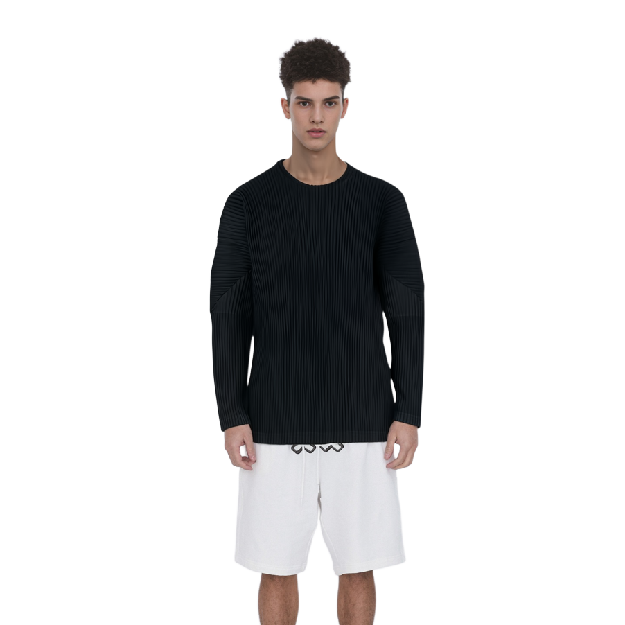 Details for ISSEY MIYAKE 修身純色圓領長袖T恤 黑色 HP55JK421-15