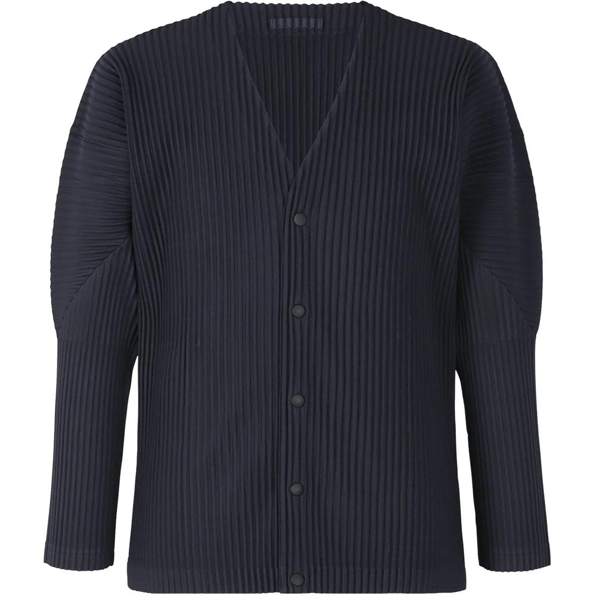 ISSEY MIYAKE  Solid V-Neck Button Knit Cardigan Navy Blue. HP55JL441-75