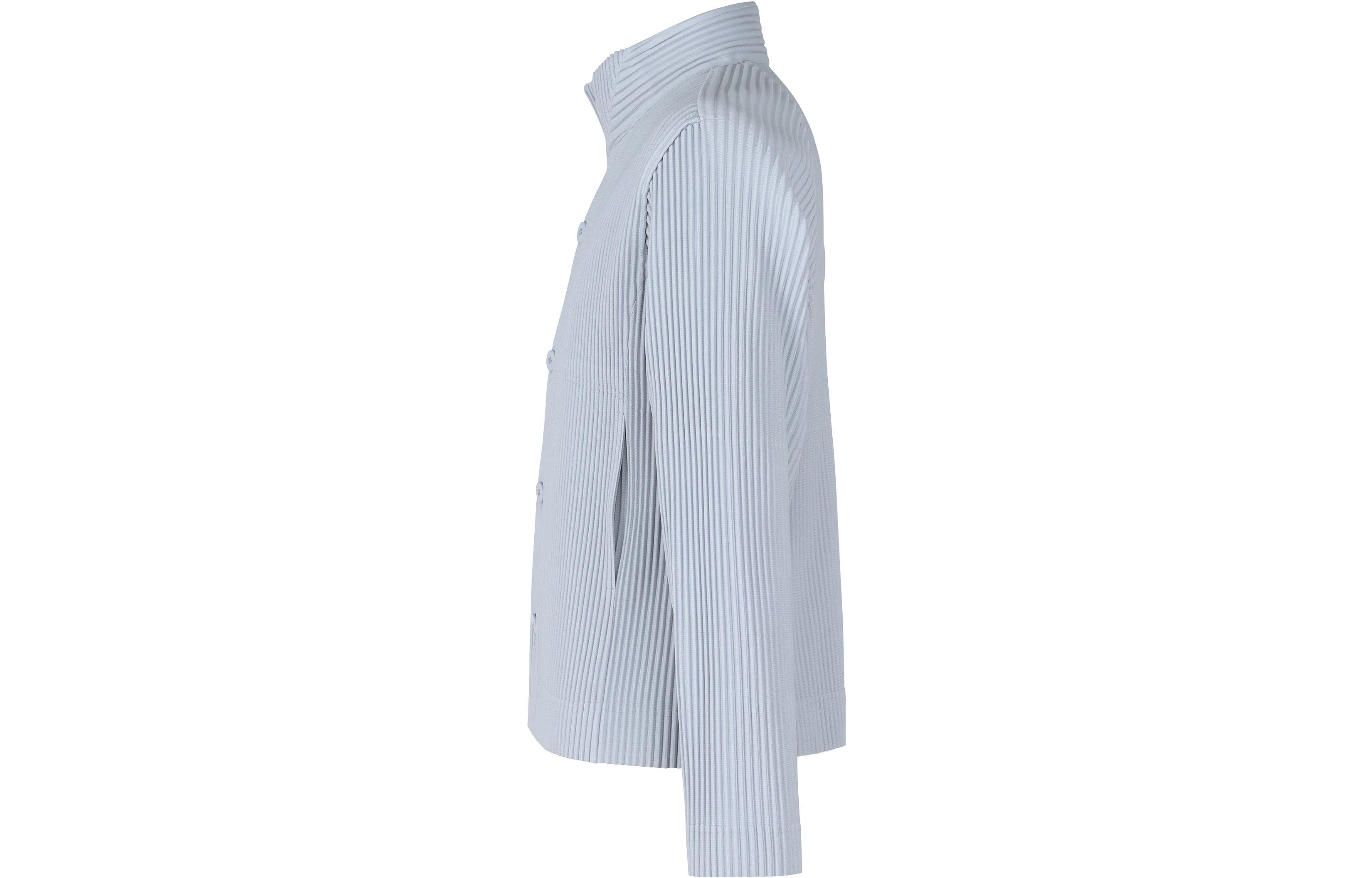 Shop ISSEY MIYAKE 藍色針織摺紋長袖西裝外套 HP33JD154-70