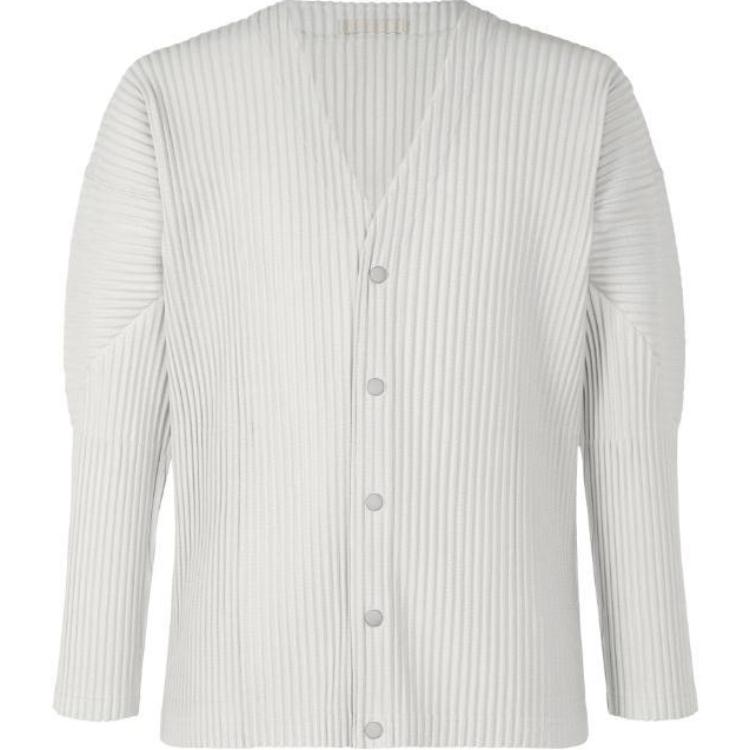 ISSEY MIYAKE  White Single-Breasted V-Neck Long Sleeve Cardigan Sweater HP55JL441-11