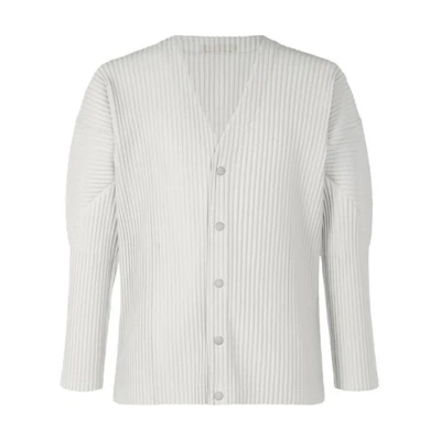 ISSEY MIYAKE White Single-Breasted V-Neck Long Sleeve Cardigan Sweater HP55JL441-11