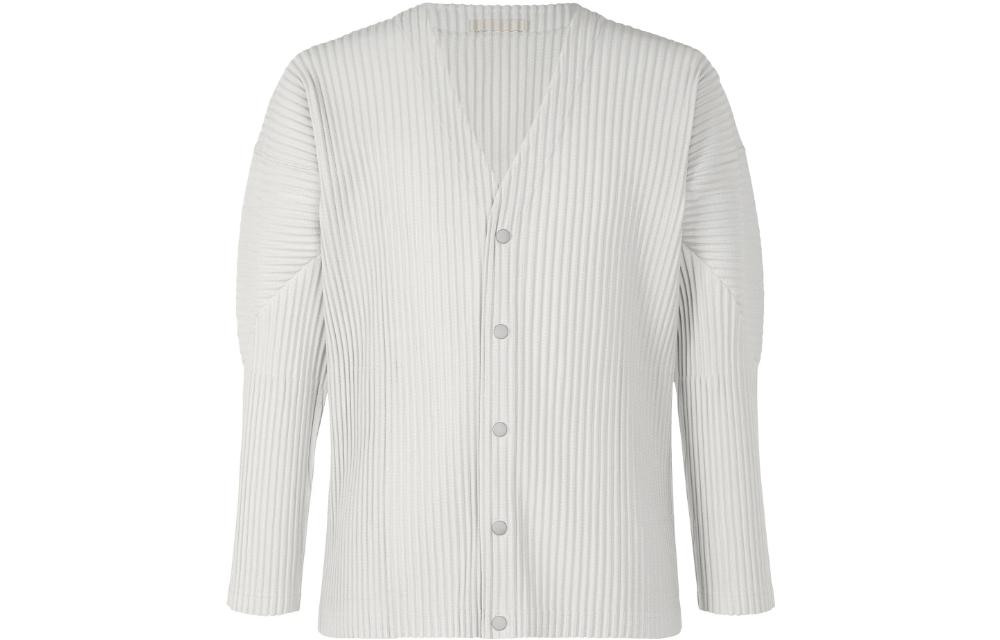 Order ISSEY MIYAKE 白色單排扣V領長袖開襟針織外套 HP55JL441-11