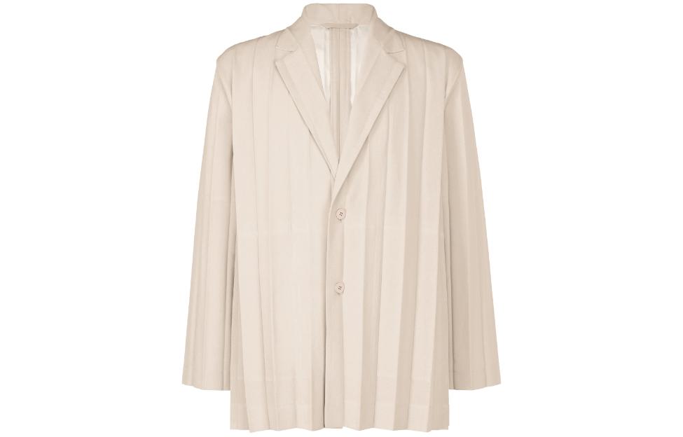 ISSEY MIYAKE Accordion Pleated Single-Breasted Jacket Off White HP41FD285-45