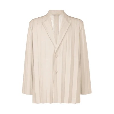 ISSEY MIYAKE Accordion Pleated Single-Breasted Jacket Off White HP41FD285-45