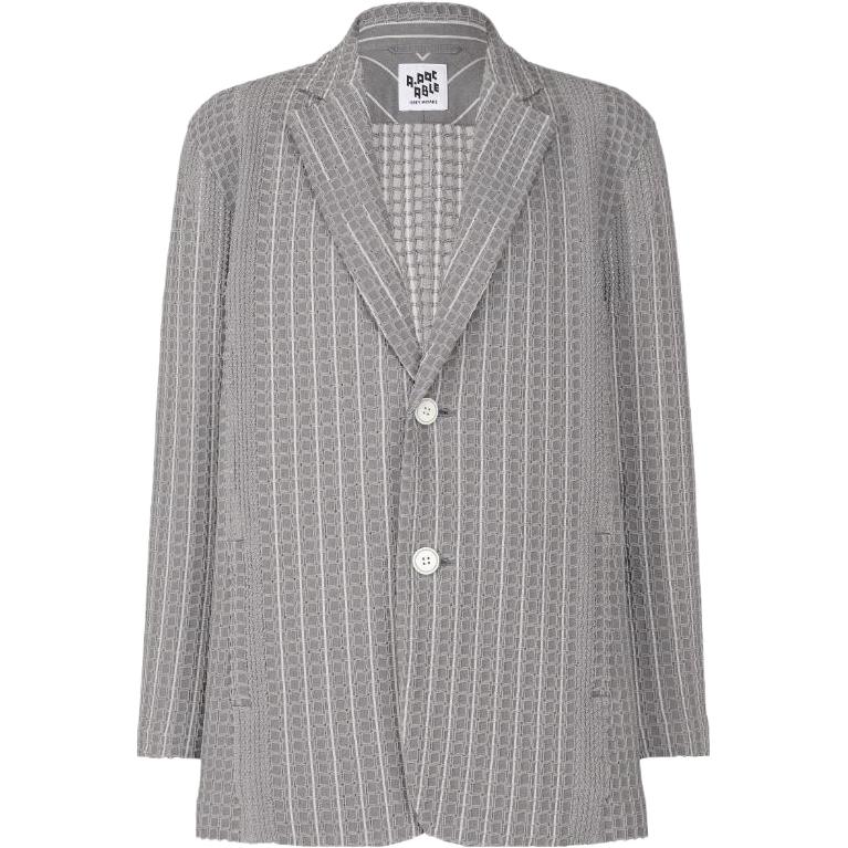 ISSEY MIYAKE All-Over Pattern Gray Fitted Single-Breasted Jacket AT33FD203-16