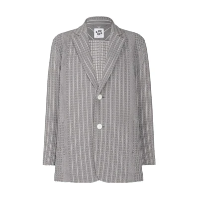 ISSEY MIYAKE All-Over Pattern Gray Fitted Single-Breasted Jacket AT33FD203-16