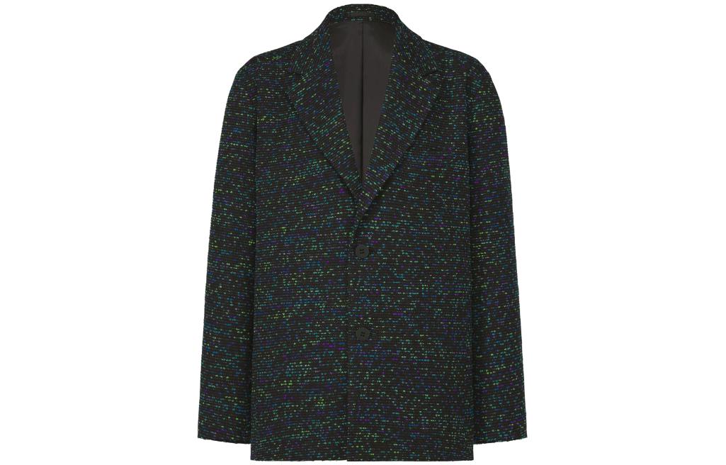 ISSEY MIYAKE All-Over Print Single-Breasted Blazer Jacket Men Green LA33FD153-96