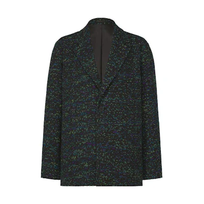 ISSEY MIYAKE All-Over Print Single-Breasted Blazer Jacket Men Green LA33FD153-96