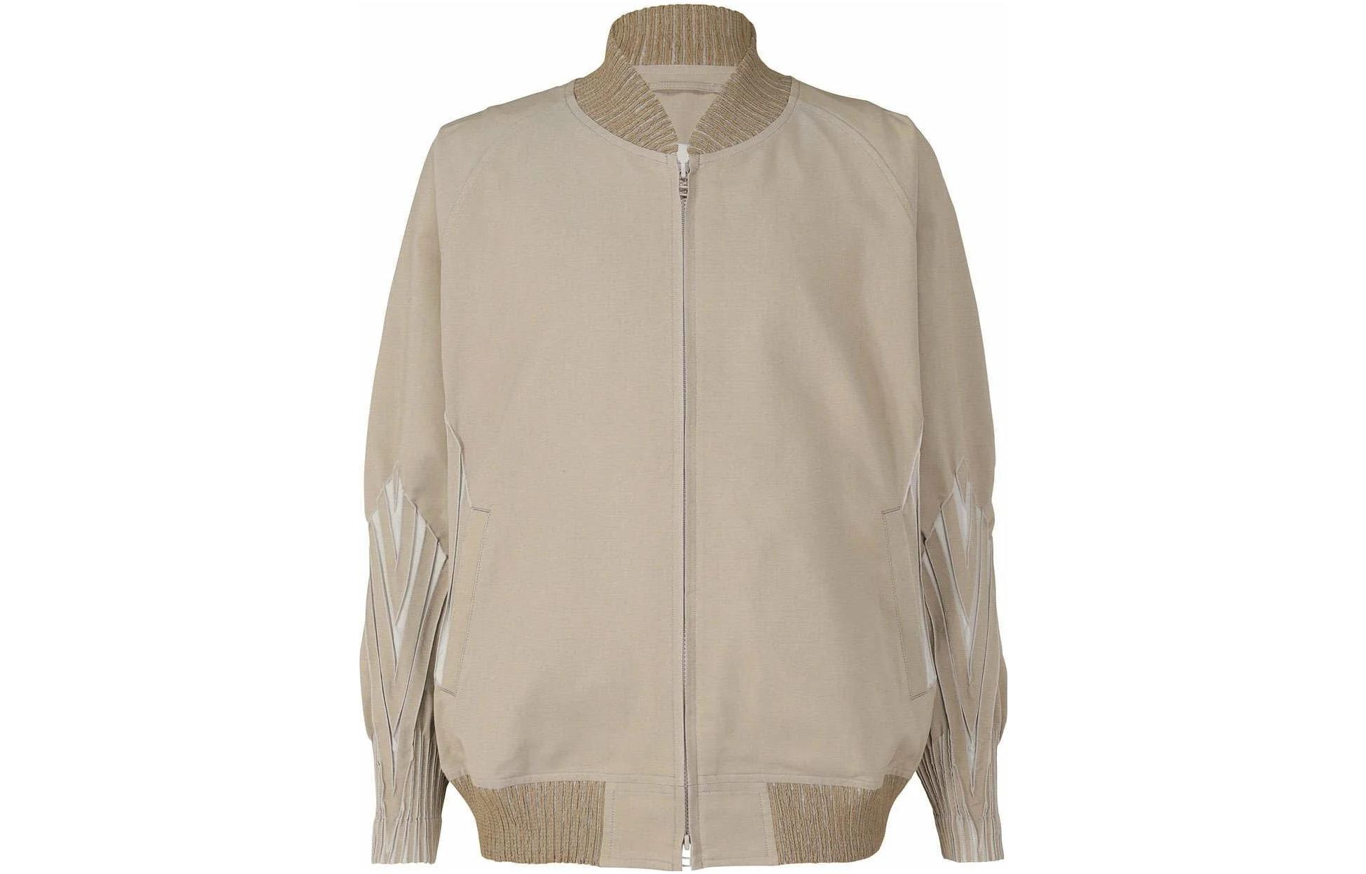 ISSEY MIYAKE Beige Unisex Solid Slim Fit Stand Collar Jacket AT21FC205-41