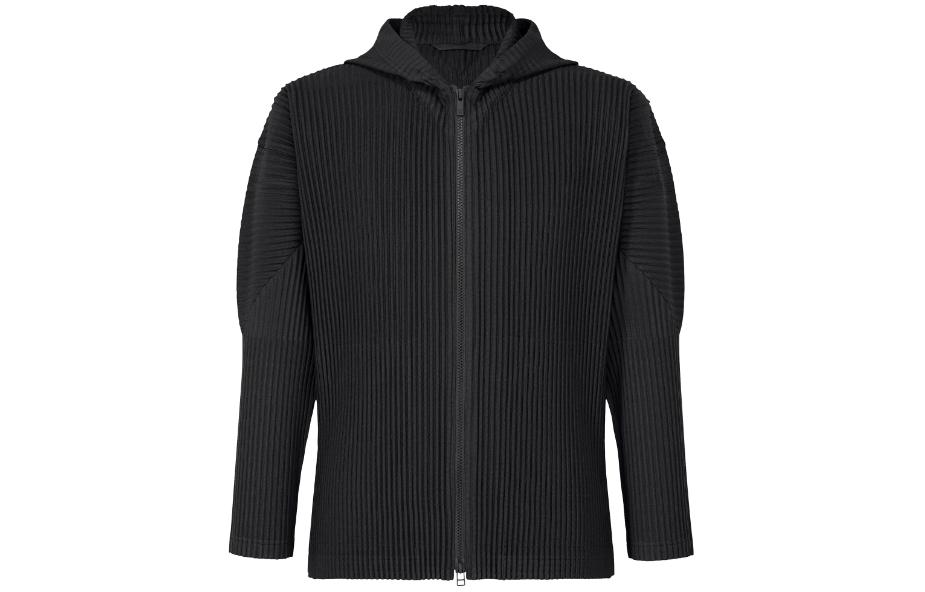 ISSEY MIYAKE Black Solid Color Hoodie Long-Sleeve Jacket HP41JL116-15