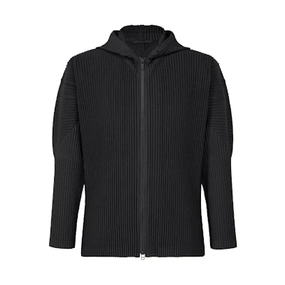 ISSEY MIYAKE Black Solid Color Hoodie Long-Sleeve Jacket HP41JL116-15