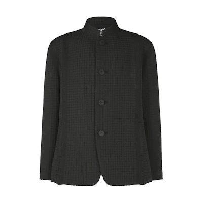 ISSEY MIYAKE Black Solid Color Stand Collar Long Sleeve Jacket AT41FD204-15
