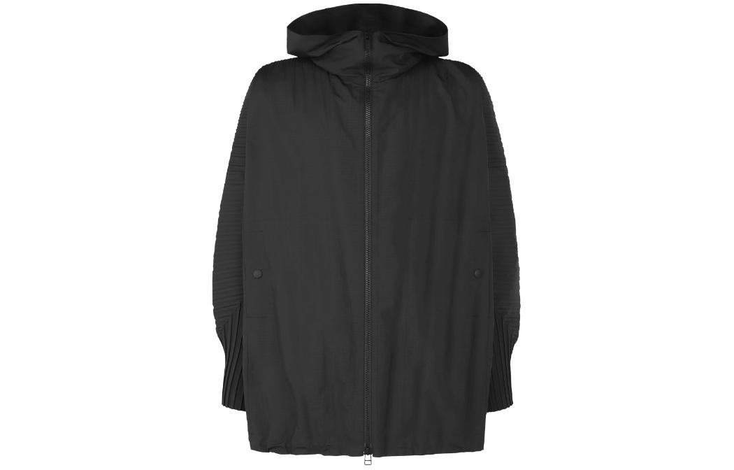 ISSEY MIYAKE Black Solid Dual-Zip Hoodie Jacket HP41FC276-15