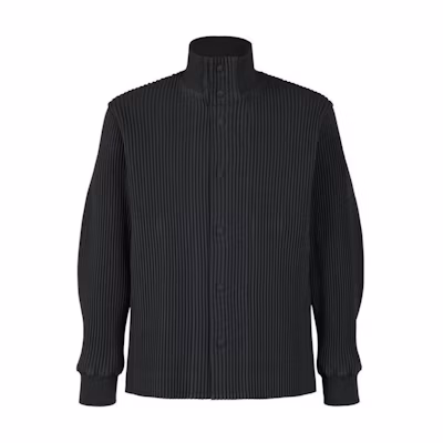 ISSEY MIYAKE Black Solid High-Neck Button-Up Jacket HP38FC30844