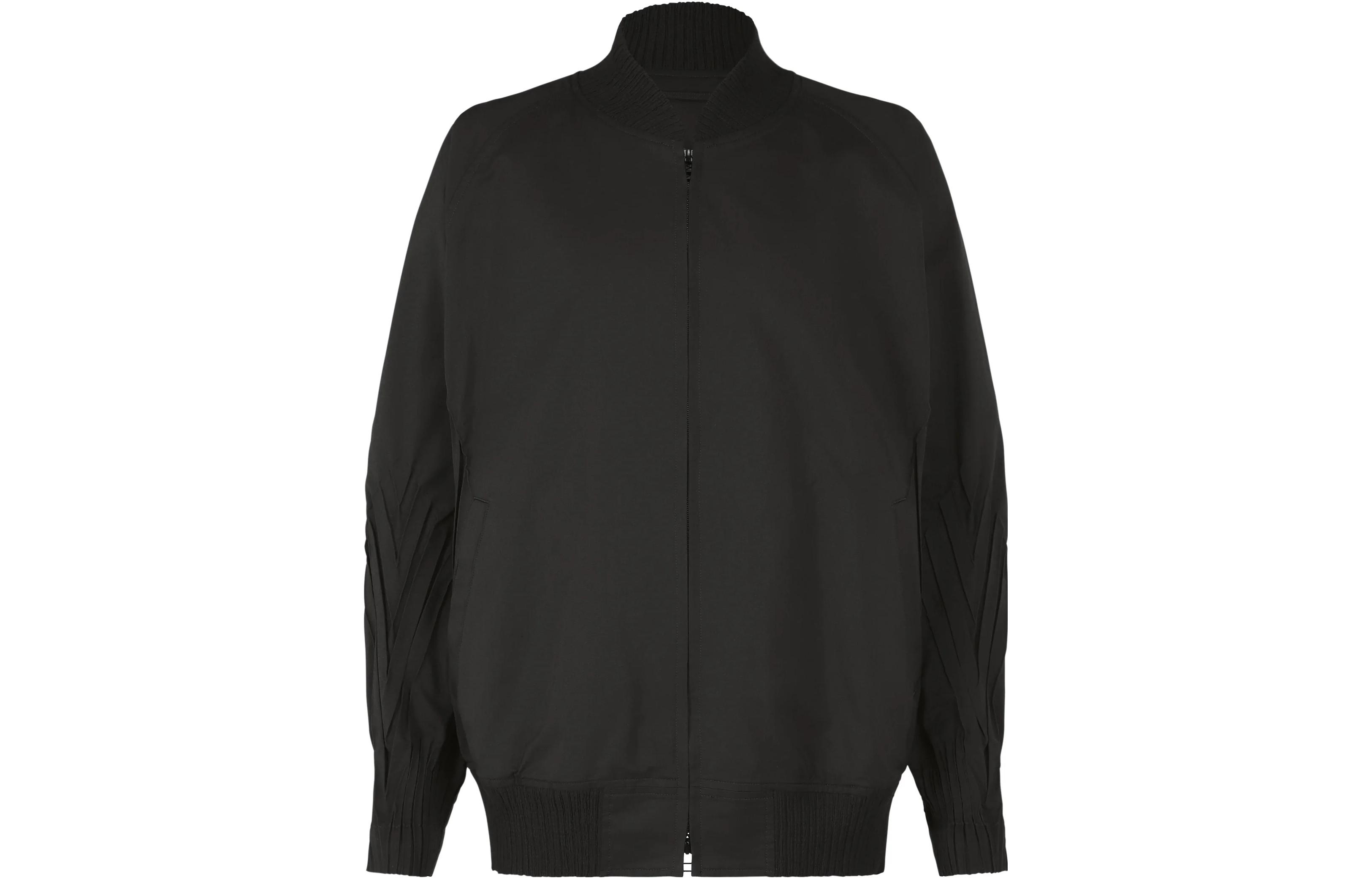 ISSEY MIYAKE Black Solid Zip-Up Baseball Collar Fitted Jacket Unisex AT55FC700-15