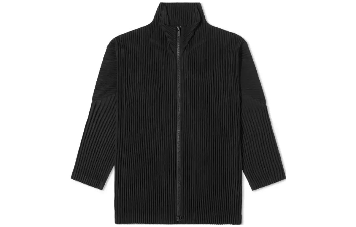 ISSEY MIYAKE Black Solid Zip-Up High Collar Jacket HP38JL440-15