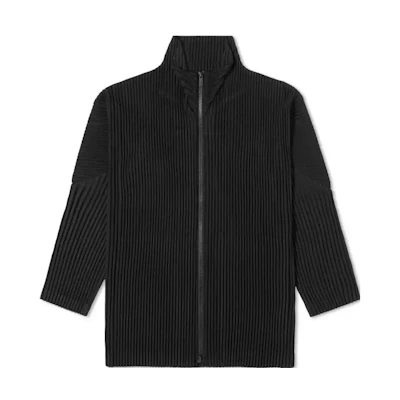 ISSEY MIYAKE Black Solid Zip-Up High Collar Jacket HP38JL440-15