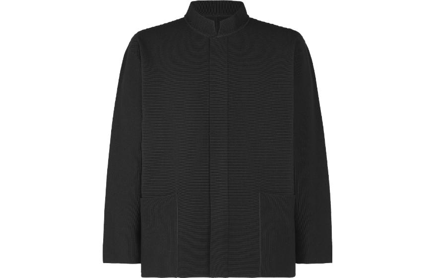 Issey Miyake Black Solid Zip-Up Stand Collar Jacket HP33KD215-15
