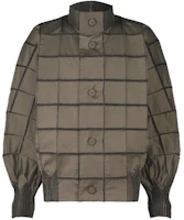 ISSEY MIYAKE Brown Checkered Stand Collar Long Sleeve Jacket Unisex AT41FC243-44 ISSEY MIYAKE Brown Checkered Stand Collar Long Sleeve Jacket Unisex AT41FC243-44
