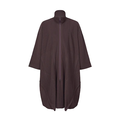 ISSEY MIYAKE Brown High Collar Zip Mid-Length Loose Jacket HP33JA126-47