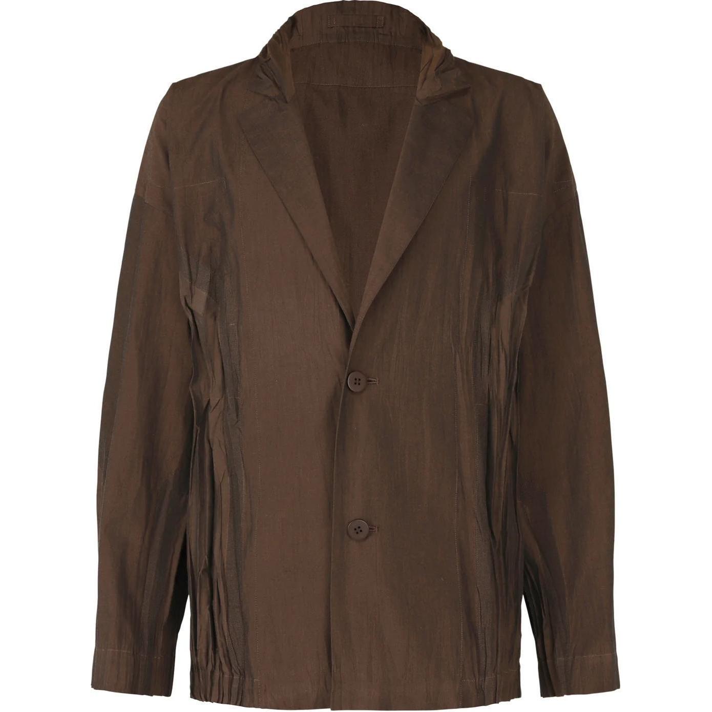 ISSEY MIYAKE Brown Loose-Fit Long-Sleeve Jacket with Single-Breasted Design LA48FD091-44