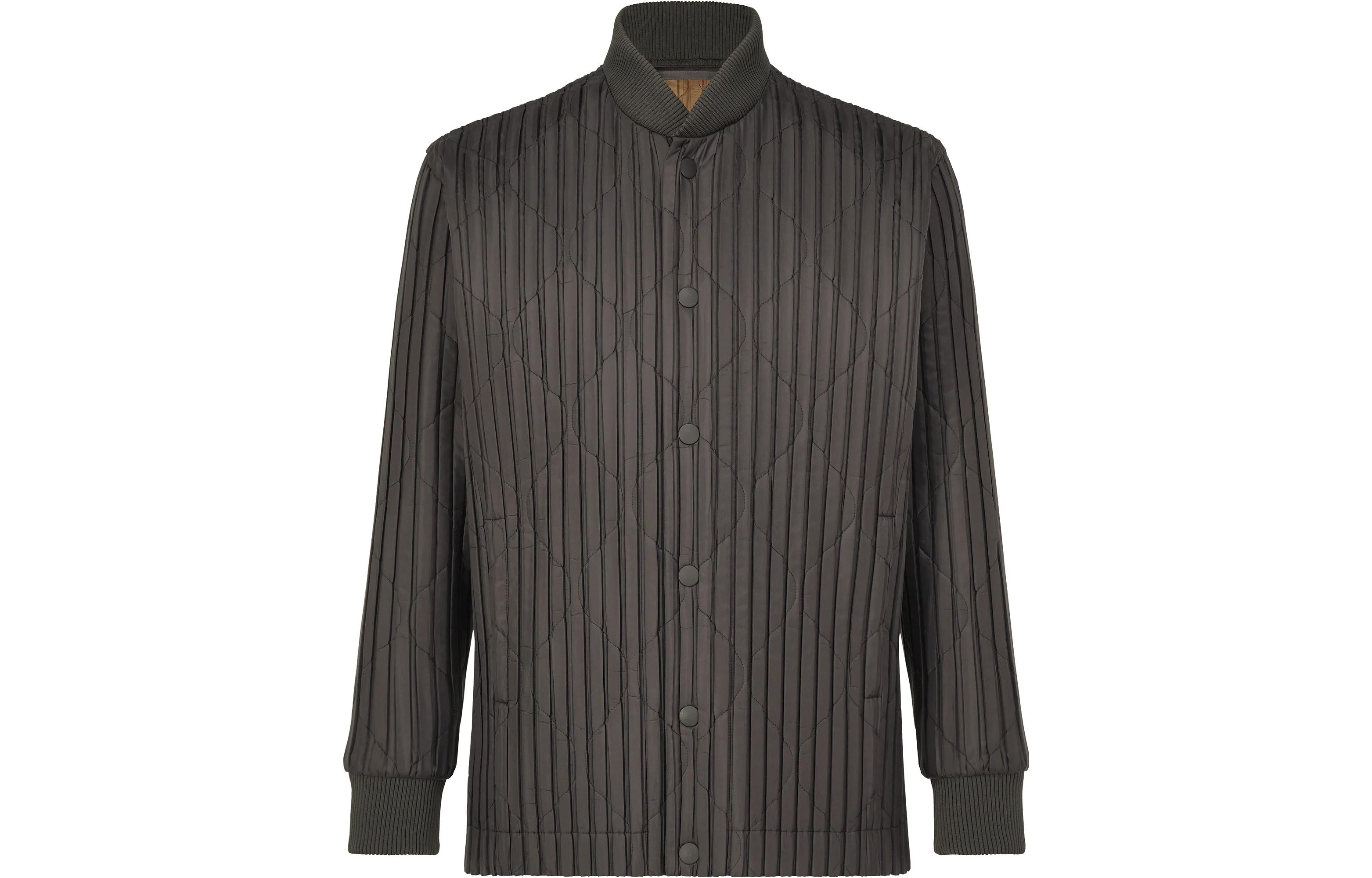 ISSEY MIYAKE Brown Striped Long Sleeve Single-Breasted Jacket HP33FC317-44
