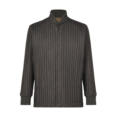 ISSEY MIYAKE Brown Striped Long Sleeve Single-Breasted Jacket HP33FC317-44
