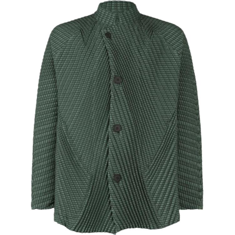 ISSEY MIYAKE Button Pleated Line Jacket Unisex Khaki AT33FD216-65