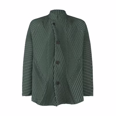ISSEY MIYAKE Button Pleated Line Jacket Unisex Khaki AT33FD216-65
