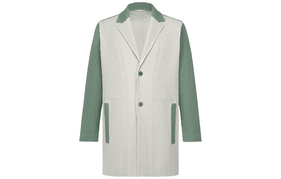 ISSEY MIYAKE Color Block Single-Breasted Jacket Men’s Light Gray HP33JD385-11