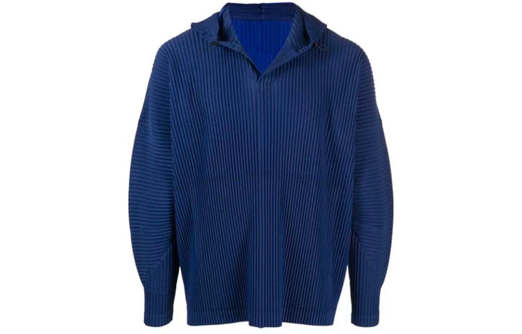 ISSEY MIYAKE FW21 Solid Pleated Pullover Hoodie Blue () HP18JK140-72