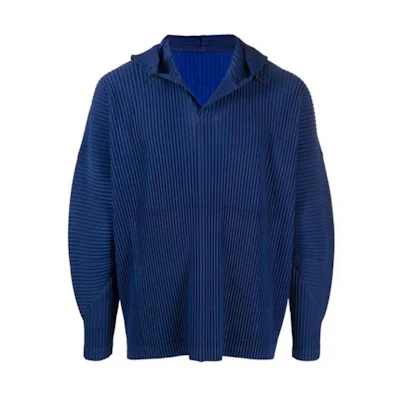 ISSEY MIYAKE FW21 Solid Pleated Pullover Hoodie Blue () HP18JK140-72