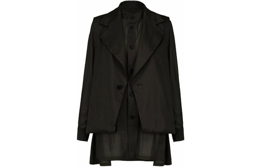 ISSEY MIYAKE FW22 Black Solid Layered Single-Breasted Jacket IM23FD005-15