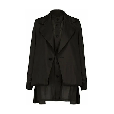 ISSEY MIYAKE FW22 Black Solid Layered Single-Breasted Jacket IM23FD005-15