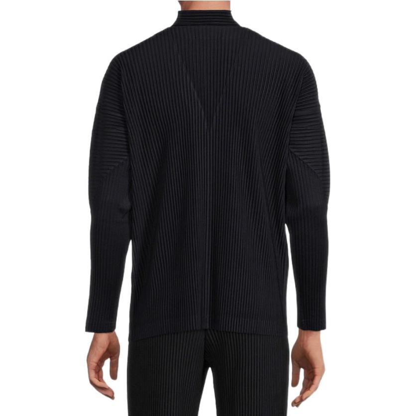 Purchase ISSEY MIYAKE FW23 黑色純色百褶針織長袖開襟外套 HP39JL441-15