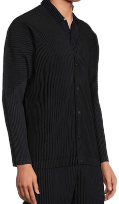 ISSEY MIYAKE FW23 黑色純色百褶針織長袖開襟外套 HP39JL441-15 Details for ISSEY MIYAKE FW23 黑色純色百褶針織長袖開襟外套 HP39JL441-15