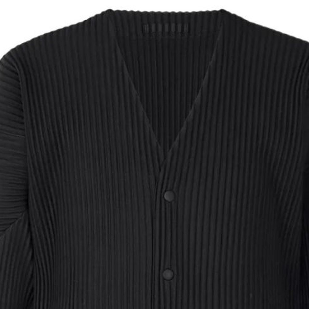 Sizing ISSEY MIYAKE FW23 黑色純色百褶針織長袖開襟外套 HP39JL441-15