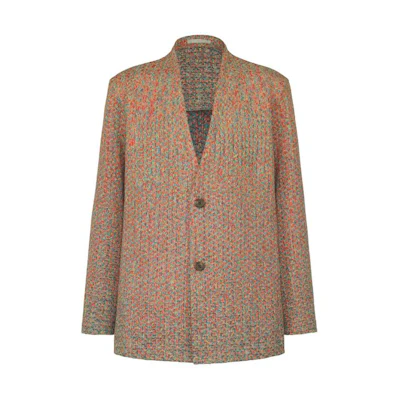 ISSEY MIYAKE FW23 Brown Striped Button-Up Long Sleeve Jacket LA41FD066-96