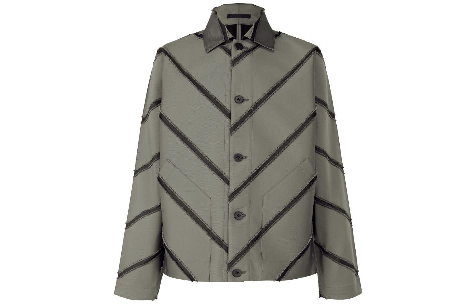 ISSEY MIYAKE FW23 Charcoal Gray Asymmetrical Jacquard Long Sleeve Jacket LA33FC121-13