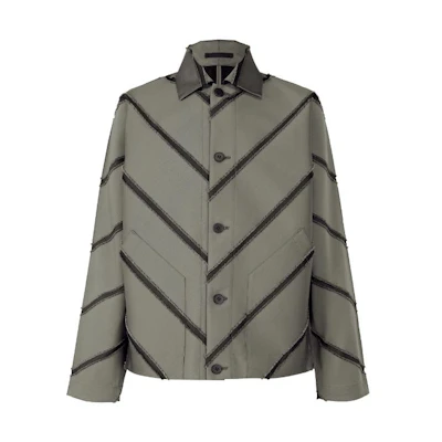 ISSEY MIYAKE FW23 Charcoal Gray Asymmetrical Jacquard Long Sleeve Jacket LA33FC121-13