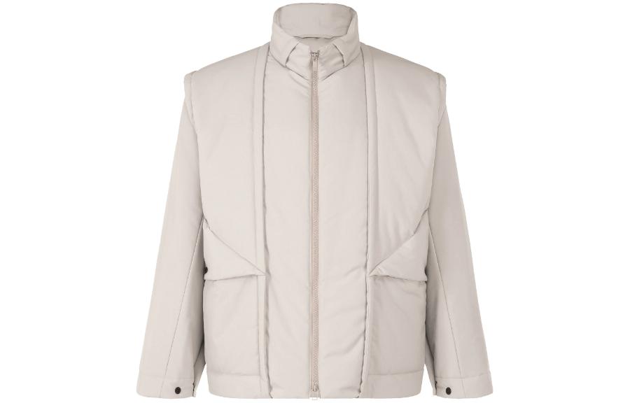 ISSEY MIYAKE FW23 Solid Zip-Up Stand Collar Jacket Light Gray HP33FA332-11