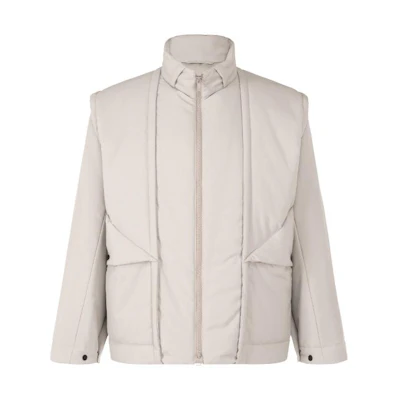 ISSEY MIYAKE FW23 Solid Zip-Up Stand Collar Jacket Light Gray HP33FA332-11