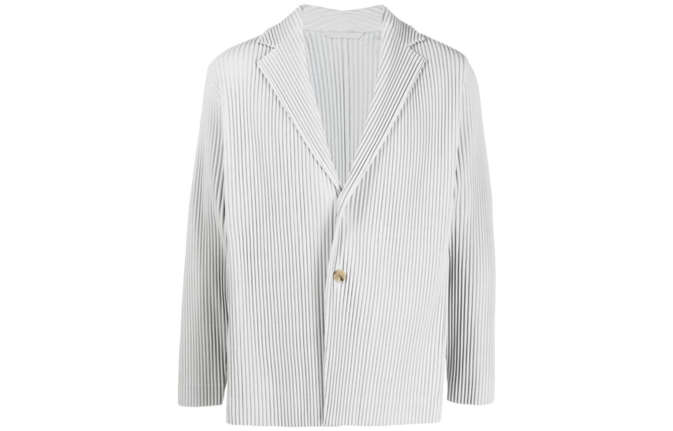 ISSEY MIYAKE FW23 Striped Button-Up Collared Jacket White () HP38JD401-11